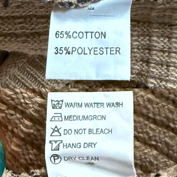 Women's Beige & Black Striped Knit Open Front Cardigan Sweater Size Medium - Picture 15 of 16